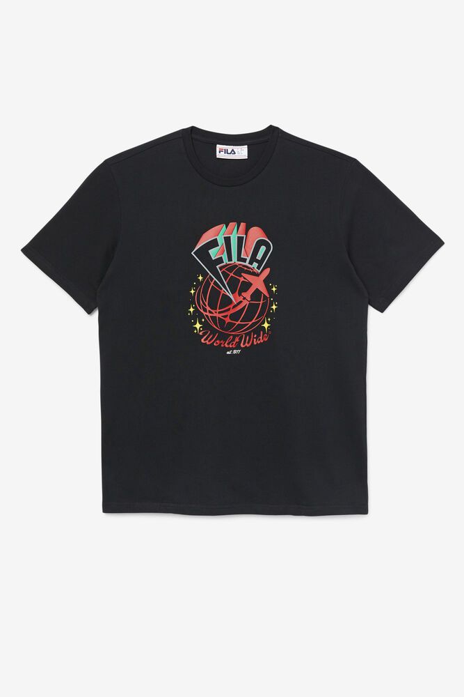 Fila T-Shirt Ryland Mens Black - India ZUP-910628